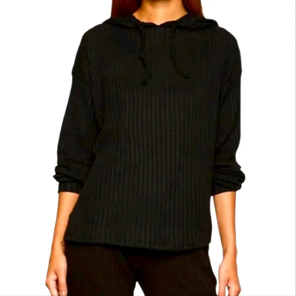 NWT New Sweet Romeo Ribbed Drawstring Hoodie Split Side High Low Sweater - Picture 1 of 2